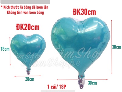 Bong bóng kiếng trái tim trơn màu nhiều cỡ BBK-TIM-03